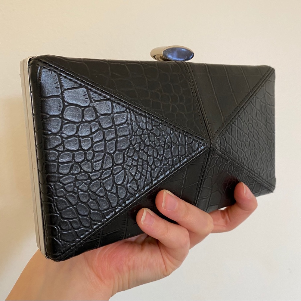 Faceted Vegan Leather Clutch
